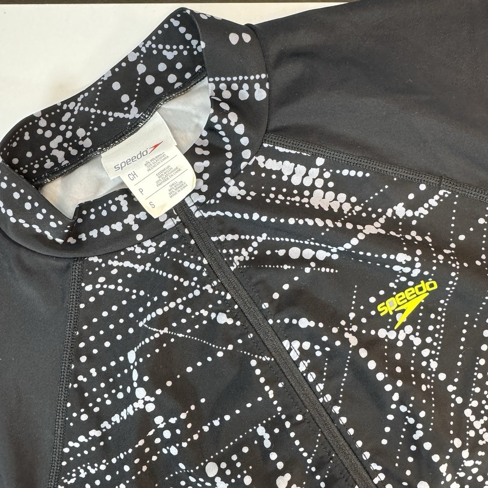Speedo Zumba Women's Small Black Graphic Rash Guard Swim Top Zip Front